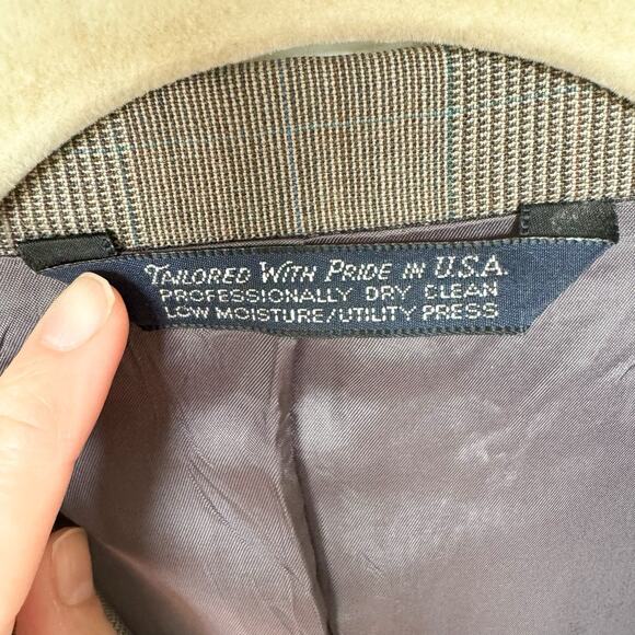 Lands End Mens Size 46L Multicolored Plaid wool Suit Jacket Sport Coat Blazer - Picture 3 of 16